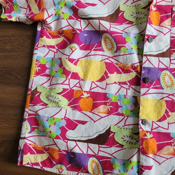 Vintage 80s Esprit Kids Food Fruit Print Button Short Sleeve Shirt Teens Sz L - Picture 7 of 14